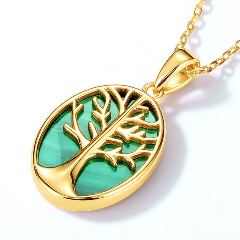 ＜受注制作＞生命の木ネックレス　木　マラカイト　N072