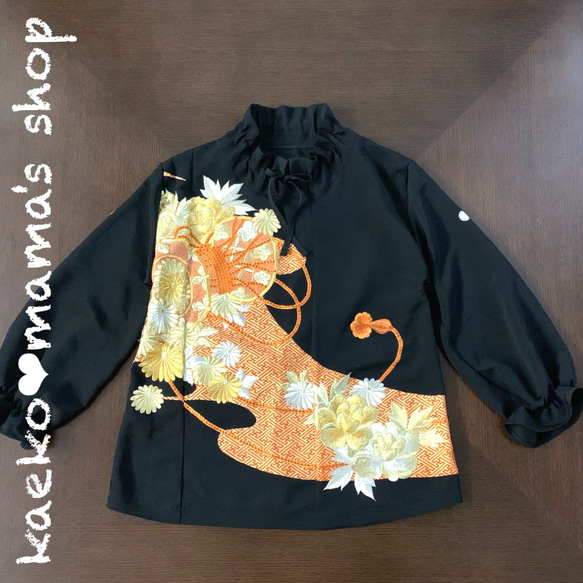 人気ブランドバ40代 チュニックワンピース✿総丈66㎝✿黒留袖✿刺繍✿和モダン（着物 チュニック