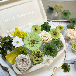 [送料無料]プリザの花箱✿Grass Green 花材セット 詰め合わせ プリザーブドフラワー ドライフラワー 1枚目の画像