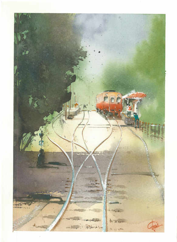小湊鉄道 鉄道 線路 千葉県 水彩画 手描き 原画 絵画 SHOGO 通販