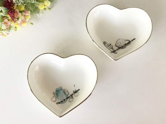 ウエディング柄 小さなハート型プレート2枚組 アクセサリートレイ