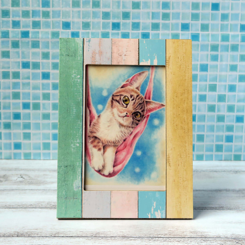 ポストカード猫パステル画3枚セット〈ガリガリ爪とぎちゃん・丸まって