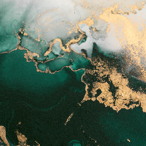 アートポスター 深緑と金箔の抽象画 モダンインテリア 北欧風アート