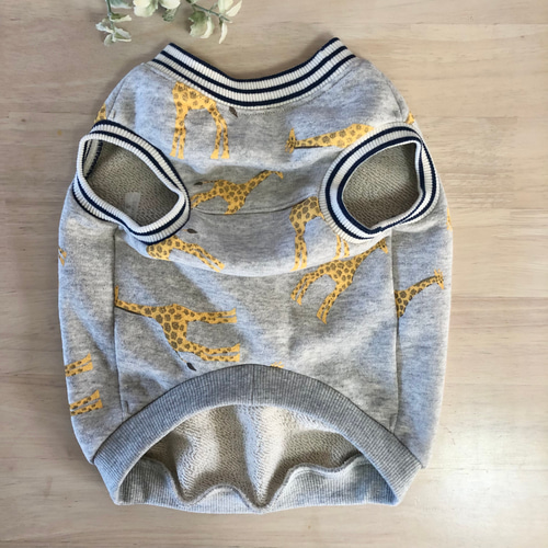 犬服きりん柄タンクトップ裏毛ハンドメイド