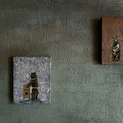 クマさんとカフェ看板　アートパネル　インテリアアート　トールペイント 3枚目の画像