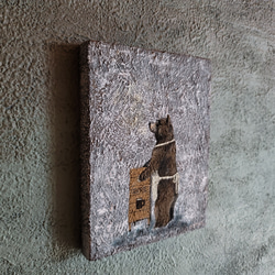 クマさんとカフェ看板　アートパネル　インテリアアート　トールペイント 4枚目の画像
