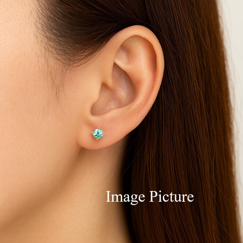 4色 奇跡の輝き✨ 人工パライバトルマン/ネオンブルー/一粒ピアス