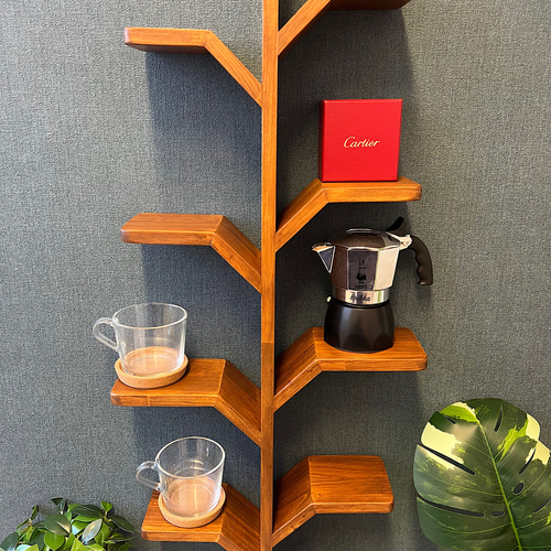 【送料無料】 ウォールシェルフ スリム ツリー パイン オーク 送料無料】 ウォールシェルフ スリム ツリー パイン オーク