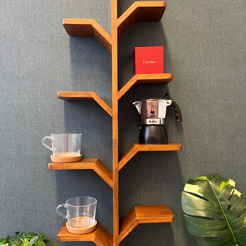 【送料無料】 ウォールシェルフ スリム ツリー パイン オーク 送料無料】 ウォールシェルフ スリム ツリー パイン オーク