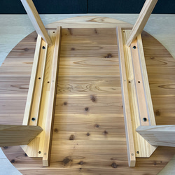 【送料無料】 テーブル 丸形 90cm 杉 木製組立脚 11枚目の画像