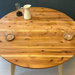 【送料無料】 テーブル 丸形 90cm 杉 木製組立脚 2枚目の画像