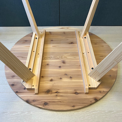 【送料無料】 テーブル 丸形 90cm 杉 木製組立脚 12枚目の画像