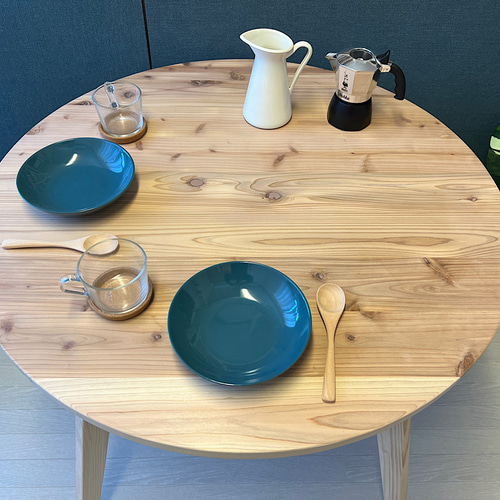 送料無料】 テーブル 丸形 90cm 杉 木製組立脚 ダイニング