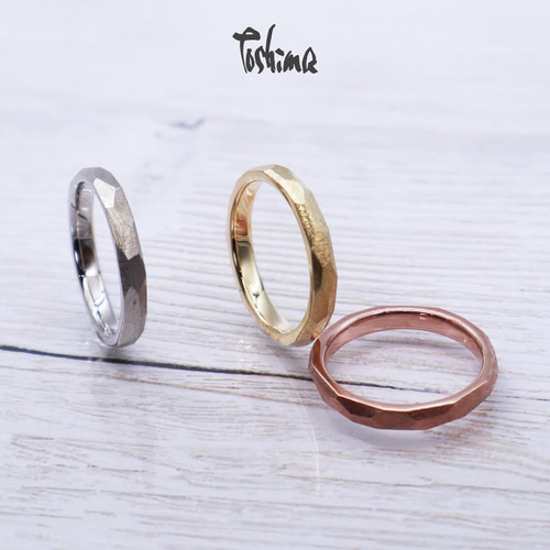 槌目 プラチナK10K18ゴールド ペアリング マリッジリング 結婚指輪