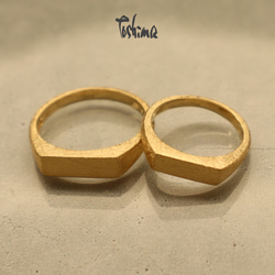 和紙模様 印台　プラチナK10K18ゴールド　ペアリング マリッジリング 結婚指輪　誕生日・記念日に！ 2枚目の画像