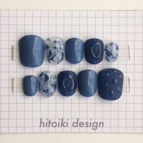 クールなネイルチップ/ショート/ブルー,ネイビー/ジェルネイル＊2