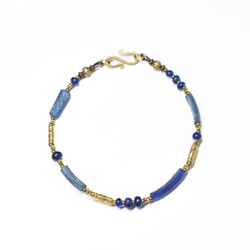 帶羅馬玻璃的藍色古董珠子，克倫部落手鐲 第6張的照片