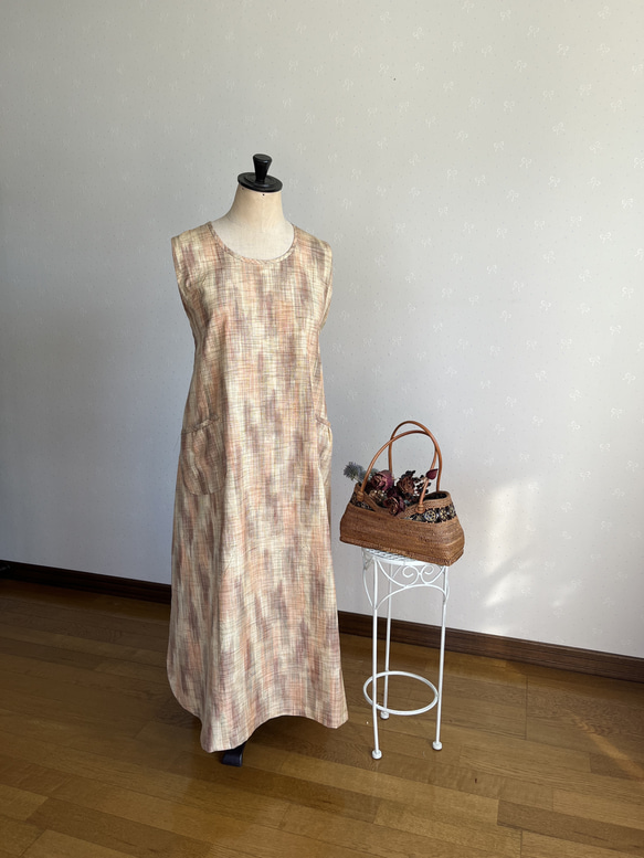 着物リメイク 紬の超ロング丈エプロンドレス エプロン Sewingroom