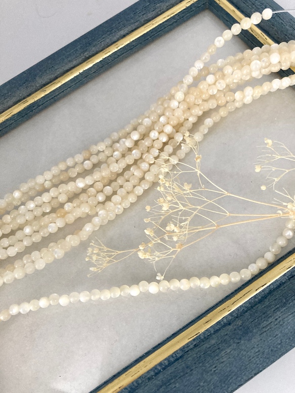 ３点以上送料無料：マザーオブパール：3ミリ：円形ビーズ：一連約１１０個 1枚目の画像