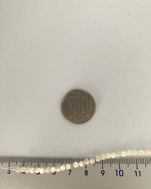 ３点以上送料無料：マザーオブパール：3ミリ：円形ビーズ：一連約１１０個 4枚目の画像