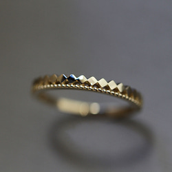 Sv925純銀製 繊細　ゴールド　王冠　リング　指輪　K18仕上げ 2枚目の画像