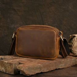 厚手牛革の男性用ショルダーバッグ メッセンジャーバッグ LL-studio