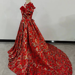 クラシカル 赤ドレス アンティークなドレス 編み上げ 抜群のおしゃれ見え 2次会/前撮り 5枚目の画像