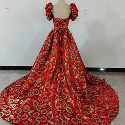 クラシカル 赤ドレス アンティークなドレス 編み上げ 抜群のおしゃれ見え 2次会/前撮り 7枚目の画像