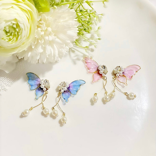 ハーフ蝶々/ディップアート/ピアス＆イヤリング ピアス（その他