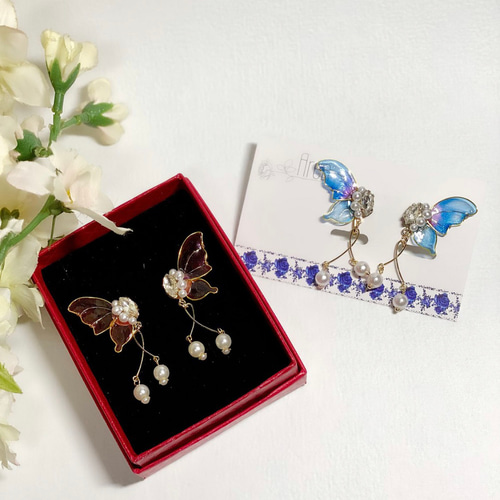 ハーフ蝶々/ディップアート/ピアス＆イヤリング ピアス（その他