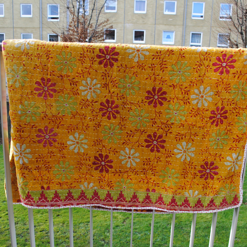 ヴィンテージ カンタ キルト フリンジ ハンドメイド コットン