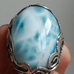 拉利瑪手工銀戒純銀戒指~「隨緣聚散」~ Larimar Silver Ring 第4張的照片