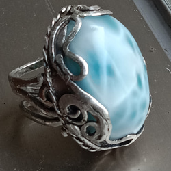 拉利瑪手工銀戒純銀戒指~「隨緣聚散」~ Larimar Silver Ring 第2張的照片