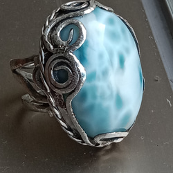 拉利瑪手工銀戒純銀戒指~「隨緣聚散」~ Larimar Silver Ring 第5張的照片