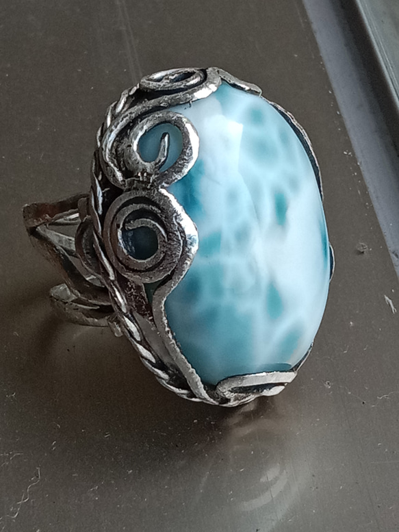 拉利瑪手工銀戒純銀戒指~「隨緣聚散」~ Larimar Silver Ring 第5張的照片