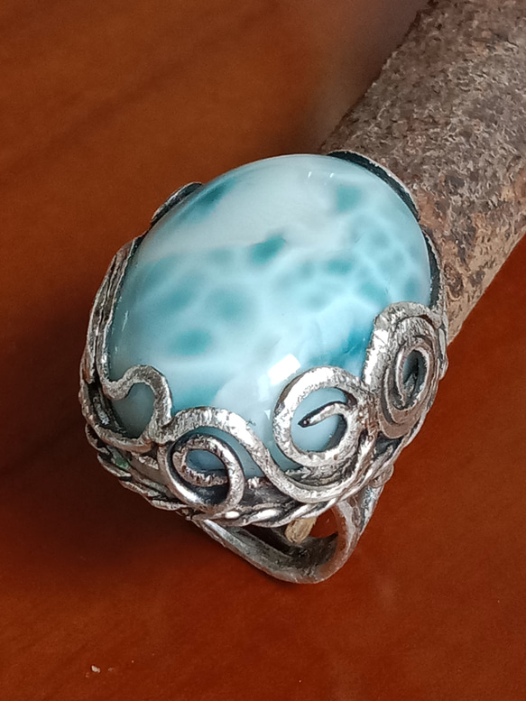 拉利瑪手工銀戒純銀戒指~「隨緣聚散」~ Larimar Silver Ring 第7張的照片