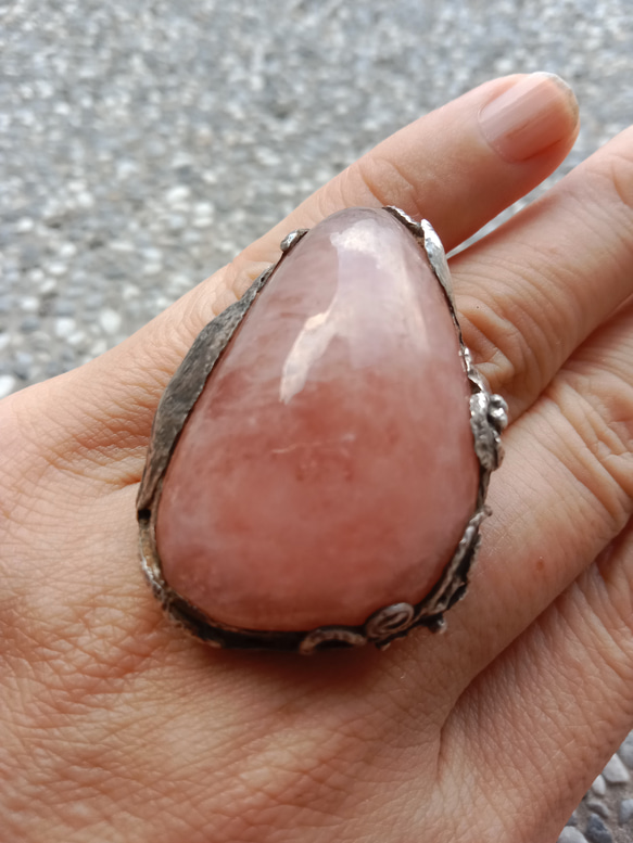 摩根石手工銀戒純銀戒指 ~「甜謐」~ Morganite Silver Ring 第11張的照片