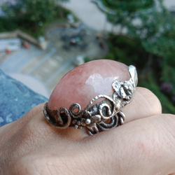 摩根石手工銀戒純銀戒指 ~「甜謐」~ Morganite Silver Ring 第9張的照片