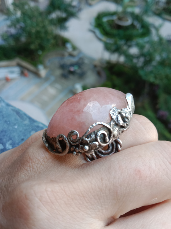 摩根石手工銀戒純銀戒指 ~「甜謐」~ Morganite Silver Ring 第9張的照片