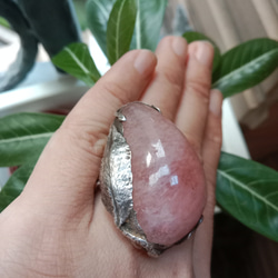 摩根石手工銀戒純銀戒指 ~「甜謐」~ Morganite Silver Ring 第3張的照片