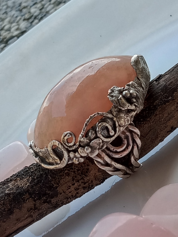 摩根石手工銀戒純銀戒指 ~「甜謐」~ Morganite Silver Ring 第5張的照片