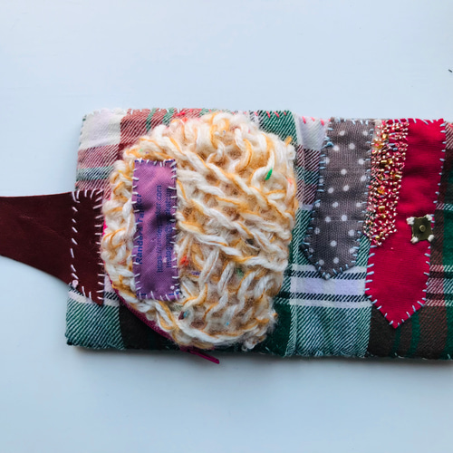 財布 布財布 ハンドメイド 手縫い 刺繍 パッチワーク 二つ折り