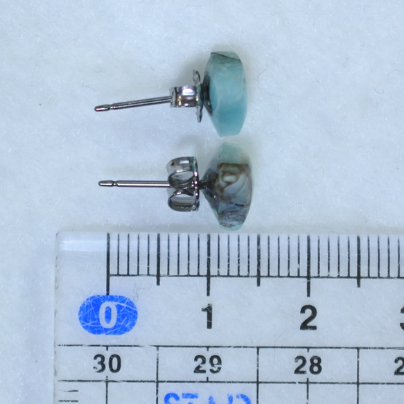（1 件）銅亞馬遜石耳釘（7 毫米 Trilliant 鈦柱） 第5張的照片