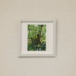 「千年の大樹」透明水彩画　原画　風景画　額縁付　２Lサイズ 6枚目の画像