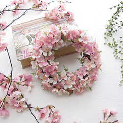 桜のリース　春　上品　ピンク　アーティフィシャルフラワー　高級造花　ｃｍwh045 2枚目の画像