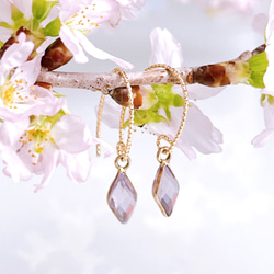 《2月誕生石》枠留めラベンダーアメジストの14kgfダイヤカットピアス/イヤリング　誕生日プレゼント　選べる金具　紫陽花 4枚目の画像