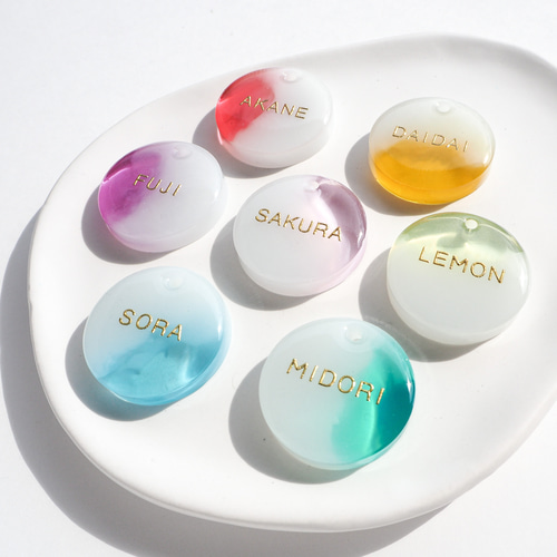 両面文字入れ可【pastel】全7色 名入れ レジン キーホルダー