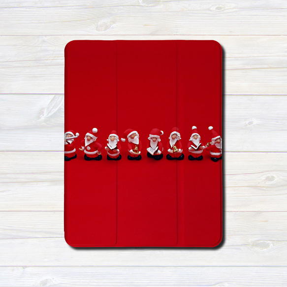 iPadケース 【サンタクロース レッド】手帳型ケース ※2タイプから選べます 2枚目の画像