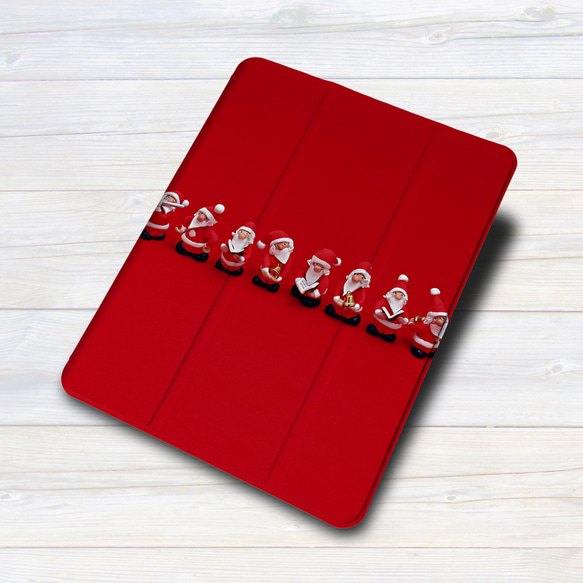 iPadケース 【サンタクロース レッド】手帳型ケース ※2タイプから選べます 3枚目の画像