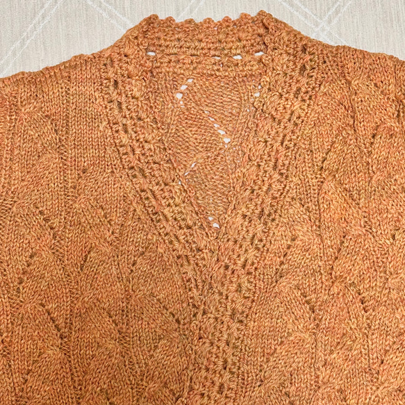 あったか　羽織　手編み　ニット　ボレロ　カーディガン　橙 3枚目の画像